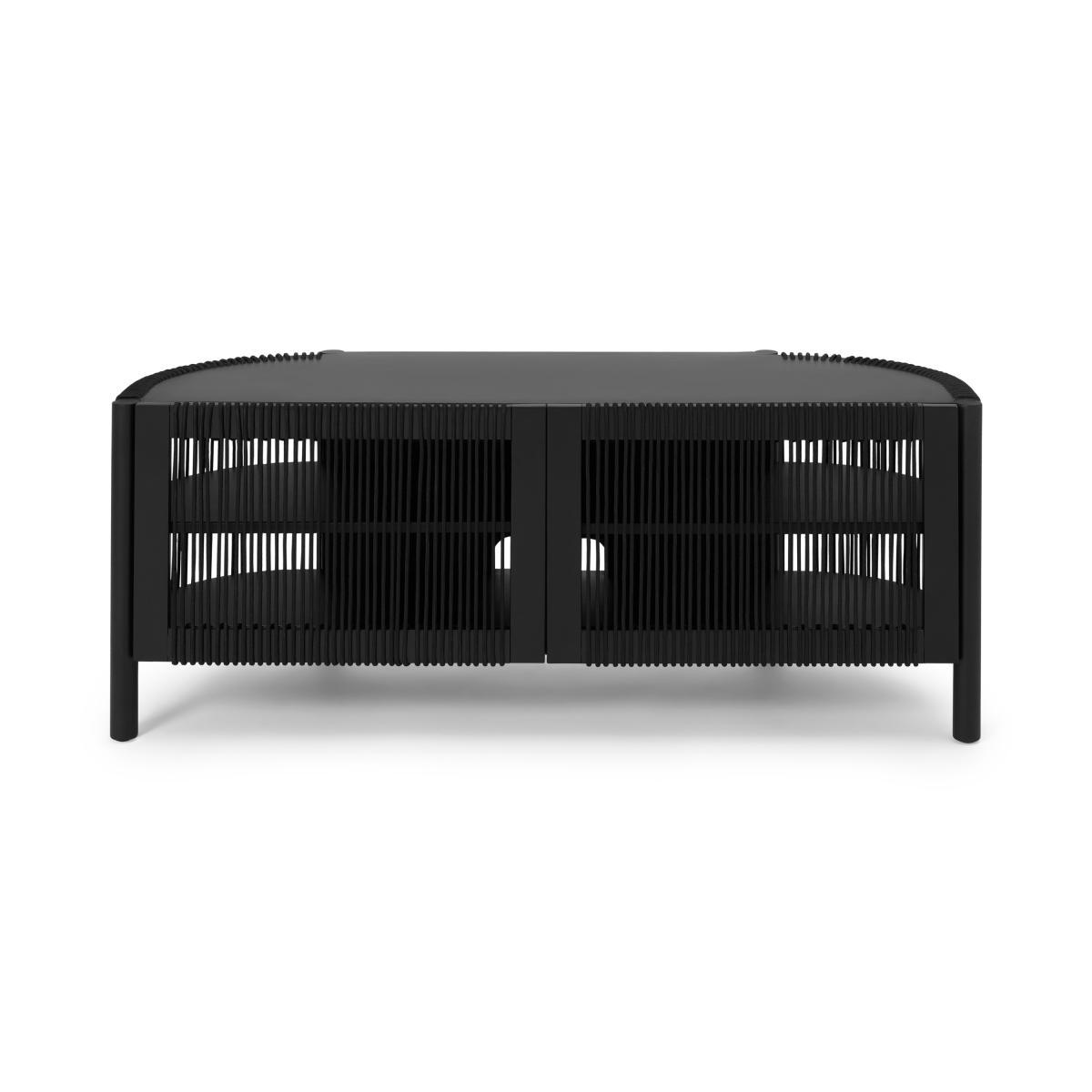 Tamana Wide Media Unit, Black Acacia Wood & Cord – image 2