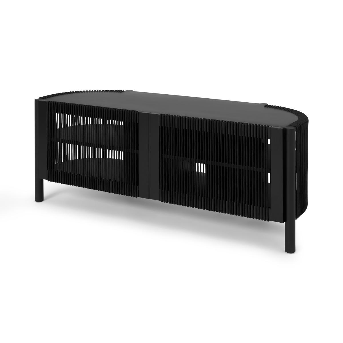 Tamana Wide Media Unit, Black Acacia Wood & Cord – image 3