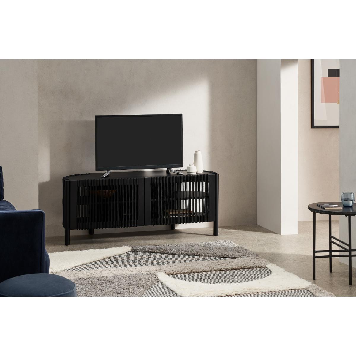 Tamana Wide Media Unit, Black Acacia Wood & Cord – image 4