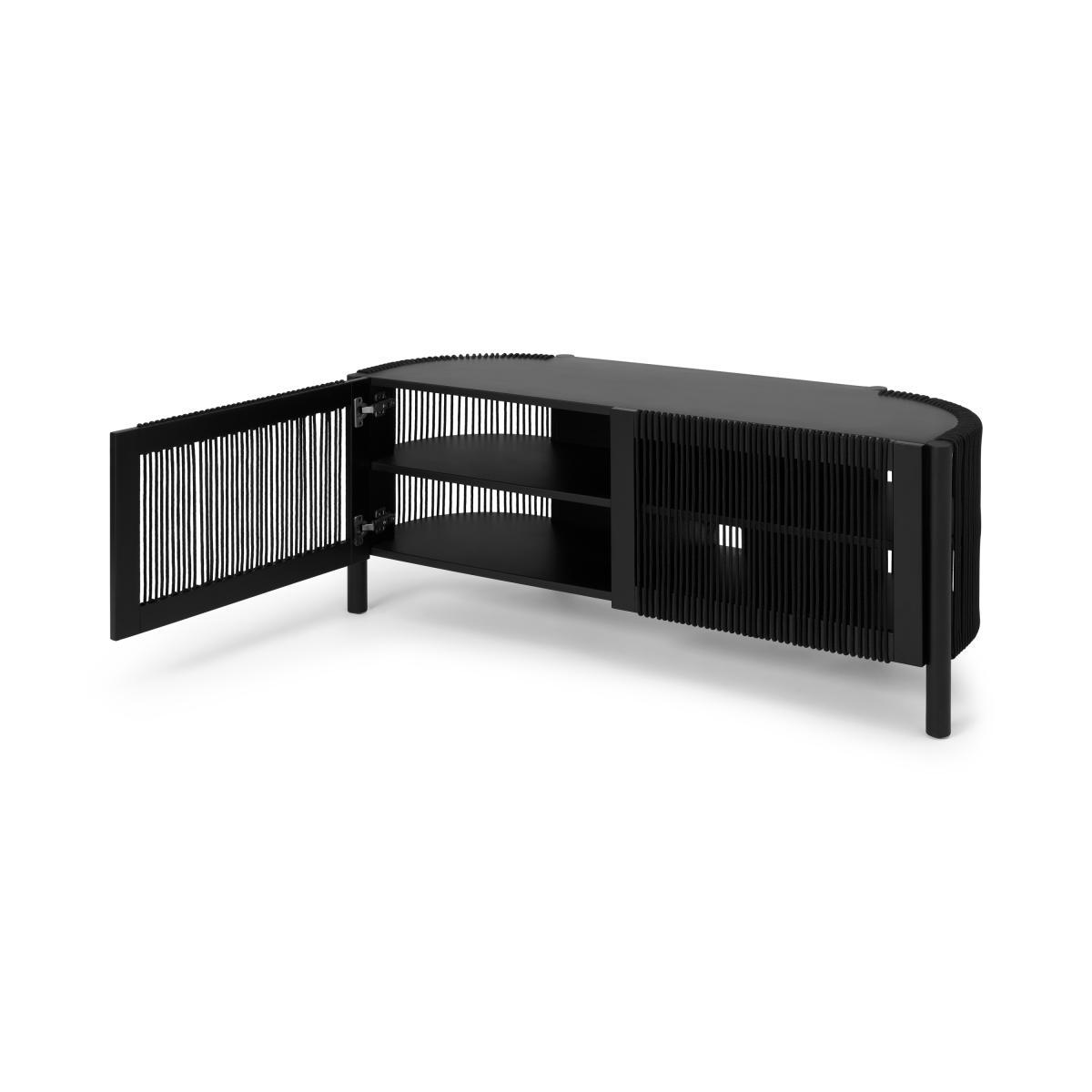 Tamana Wide Media Unit, Black Acacia Wood & Cord – image 6