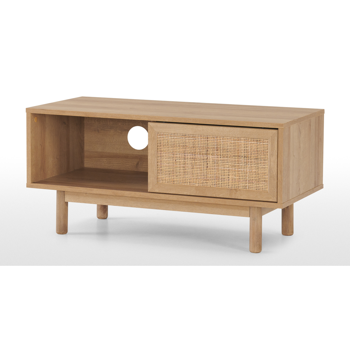 Pavia Compact TV Stand, Natural Rattan & Oak Effect – image 5
