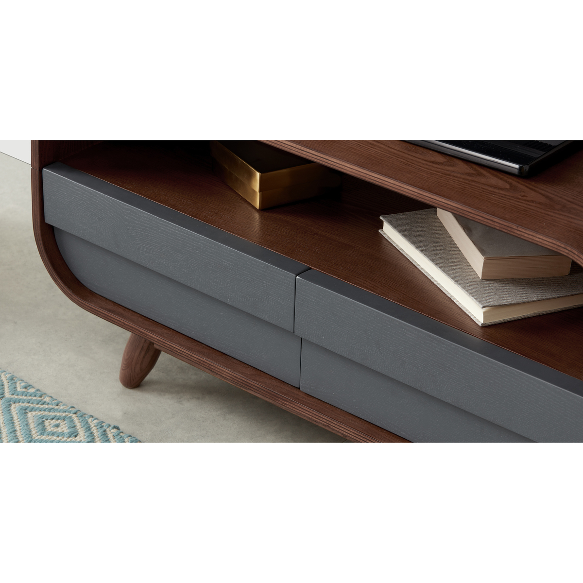 Esme Compact TV Stand, Dark Stain Ash and Grey – image 6