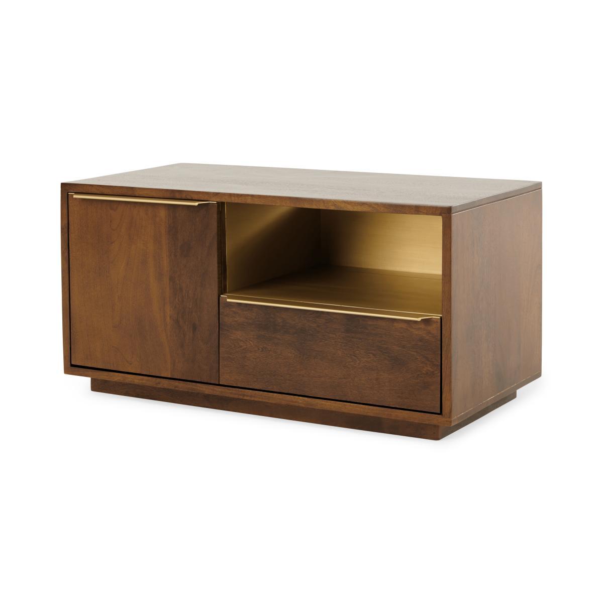 Anderson Compact TV Stand, Mango Wood & Brass – image 3