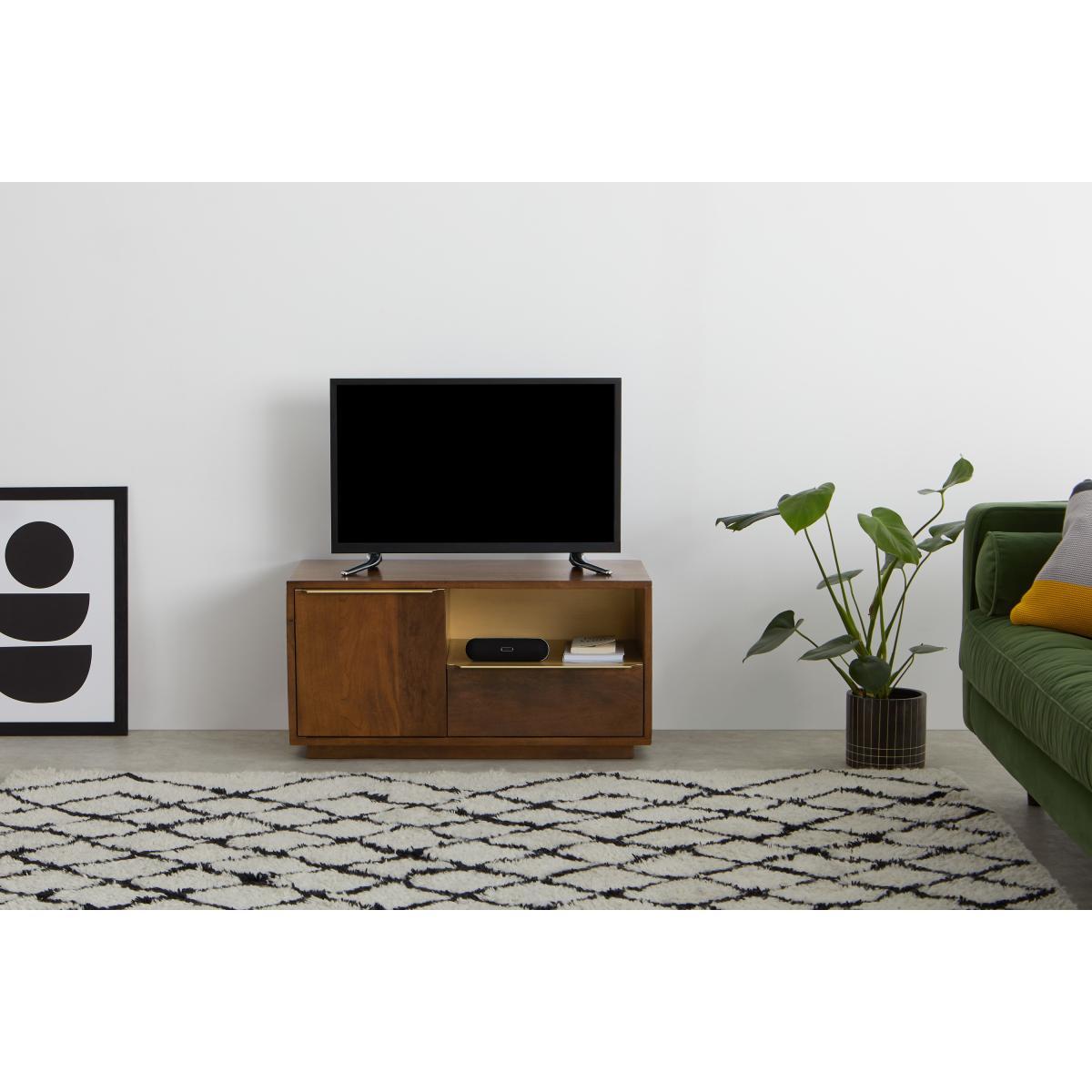 Anderson Compact TV Stand, Mango Wood & Brass – image 4