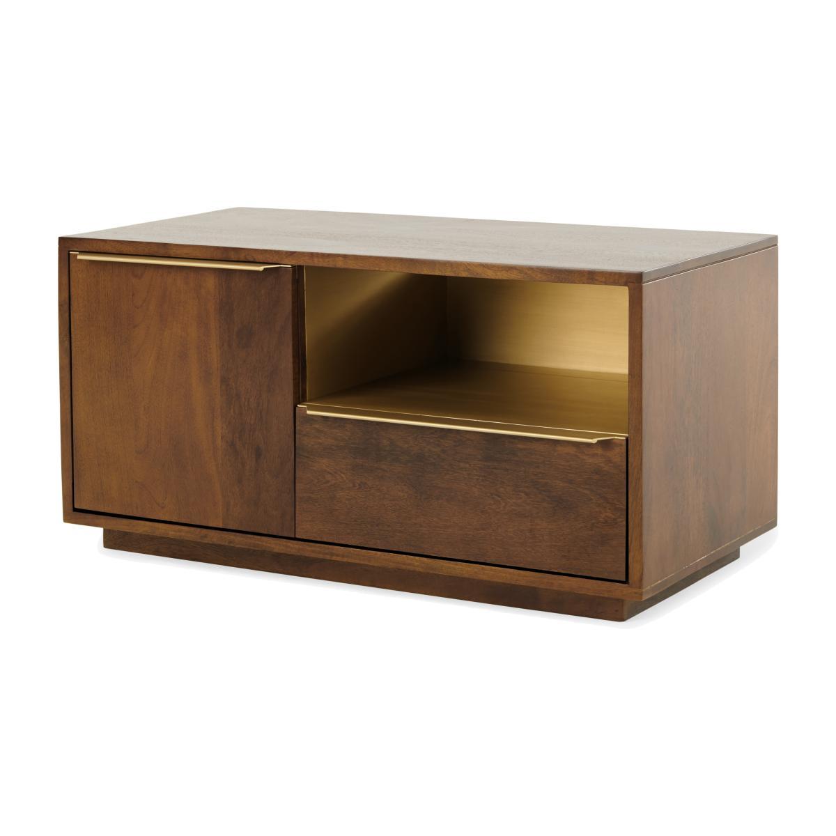 Anderson Compact TV Stand, Mango Wood & Brass – image 1