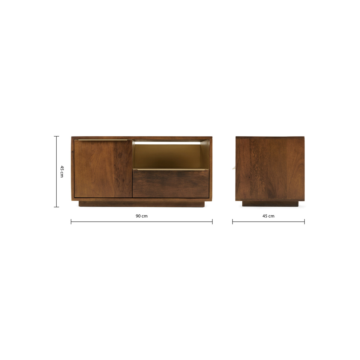 Anderson Compact TV Stand, Mango Wood & Brass – image 4