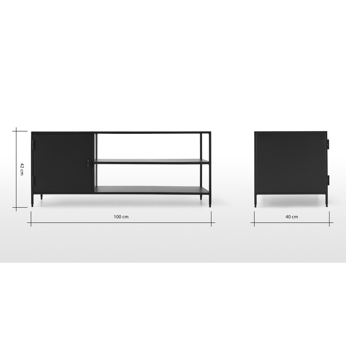 Solomon Compact TV Unit, Black Metal – image 3