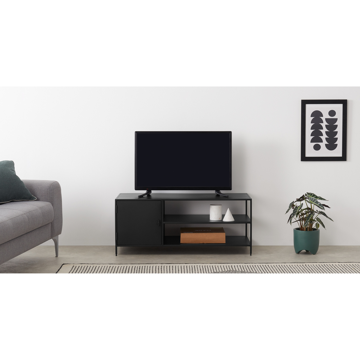 Solomon Compact TV Unit, Black Metal – image 4