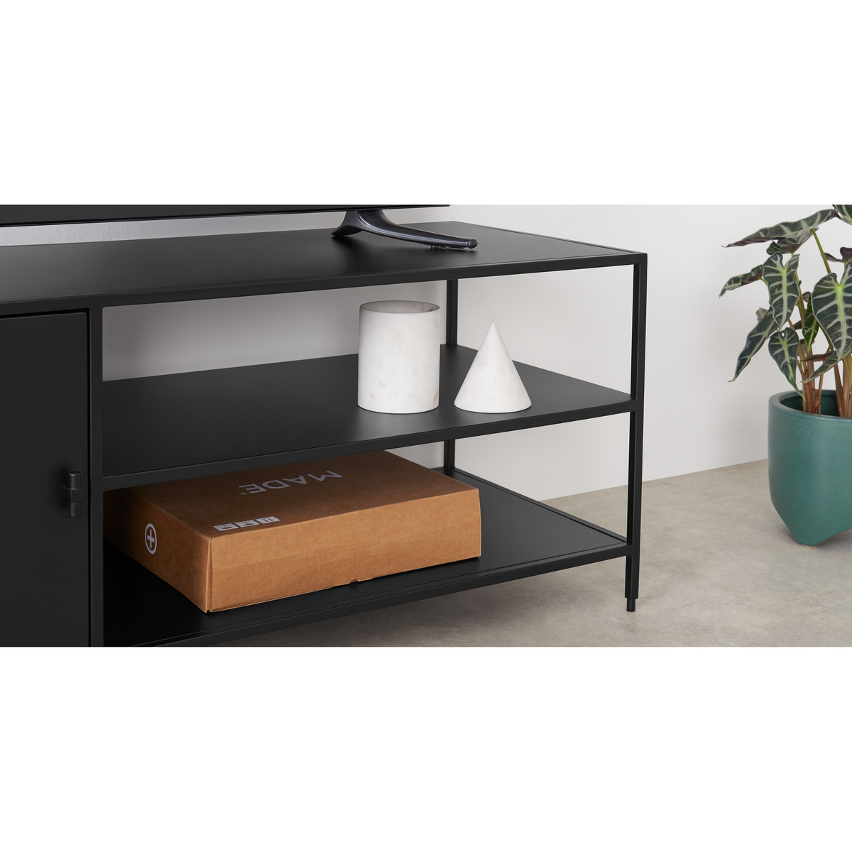 Solomon Compact TV Unit, Black Metal – image 7