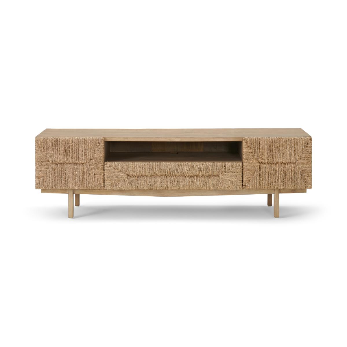 Livorno Wide Media Unit, Woven Seagrass & Washed Pine – image 2