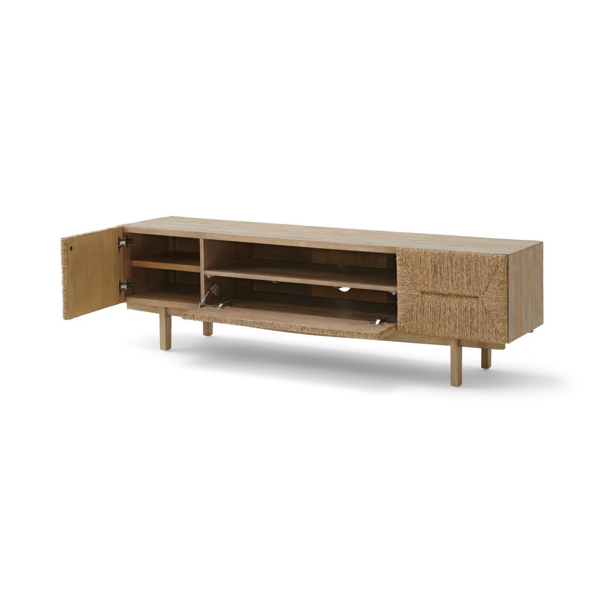 Livorno Wide Media Unit, Woven Seagrass & Washed Pine – image 7
