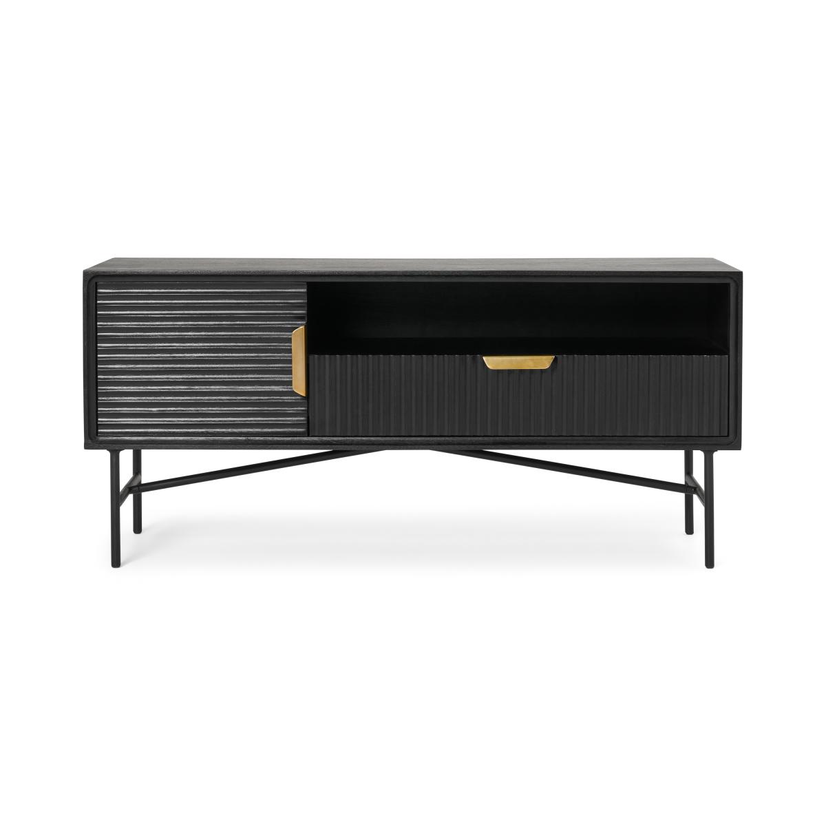 Haines Compact Media Unit, Charcoal Black Mango Wood – image 2