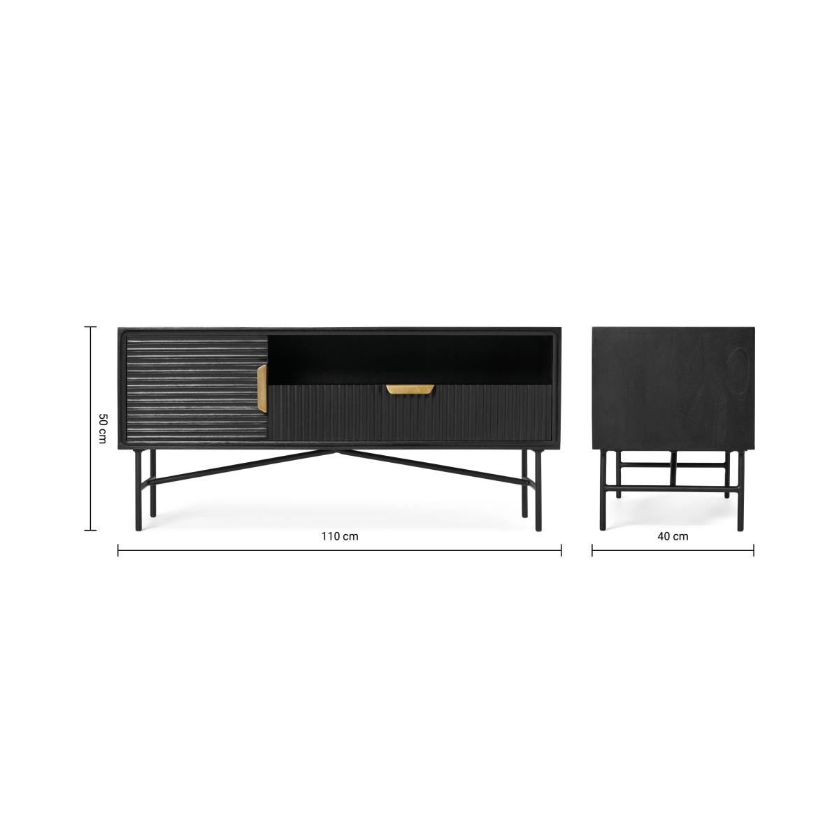 Haines Compact Media Unit, Charcoal Black Mango Wood – image 3