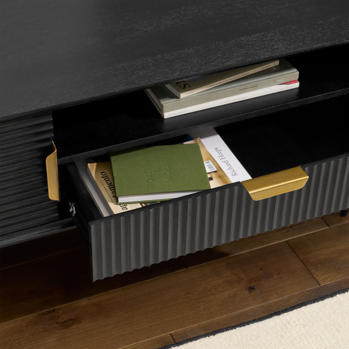 Haines Compact Media Unit, Charcoal Black Mango Wood – image 5