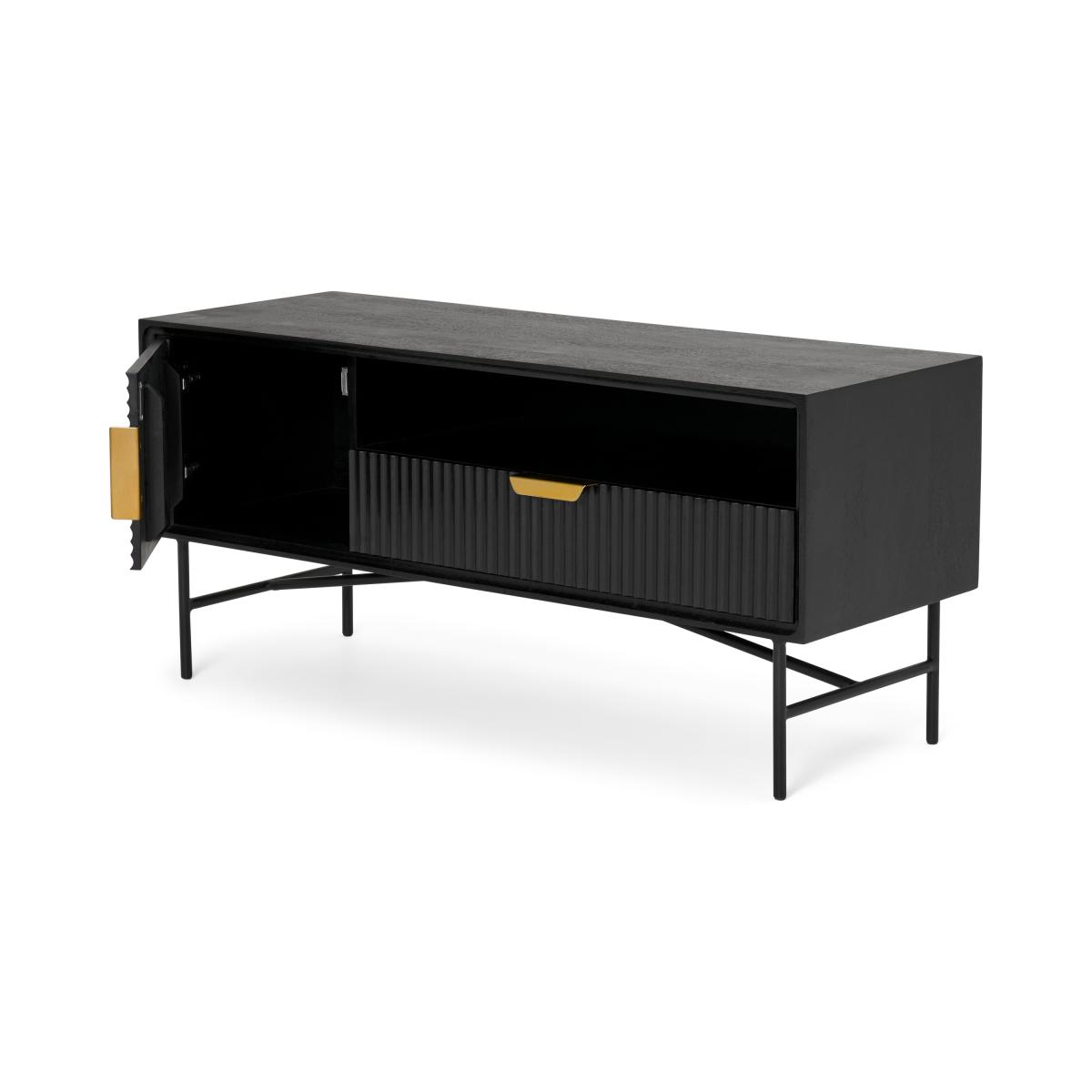 Haines Compact Media Unit, Charcoal Black Mango Wood – image 6