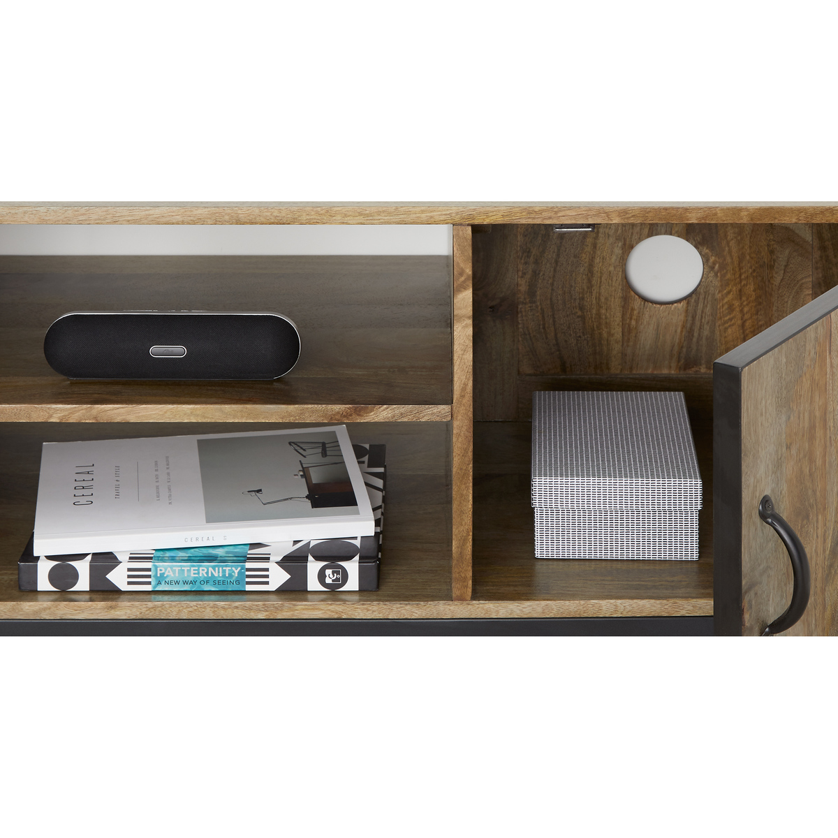 Lomond Compact TV Stand, Mango Wood and Black – image 4