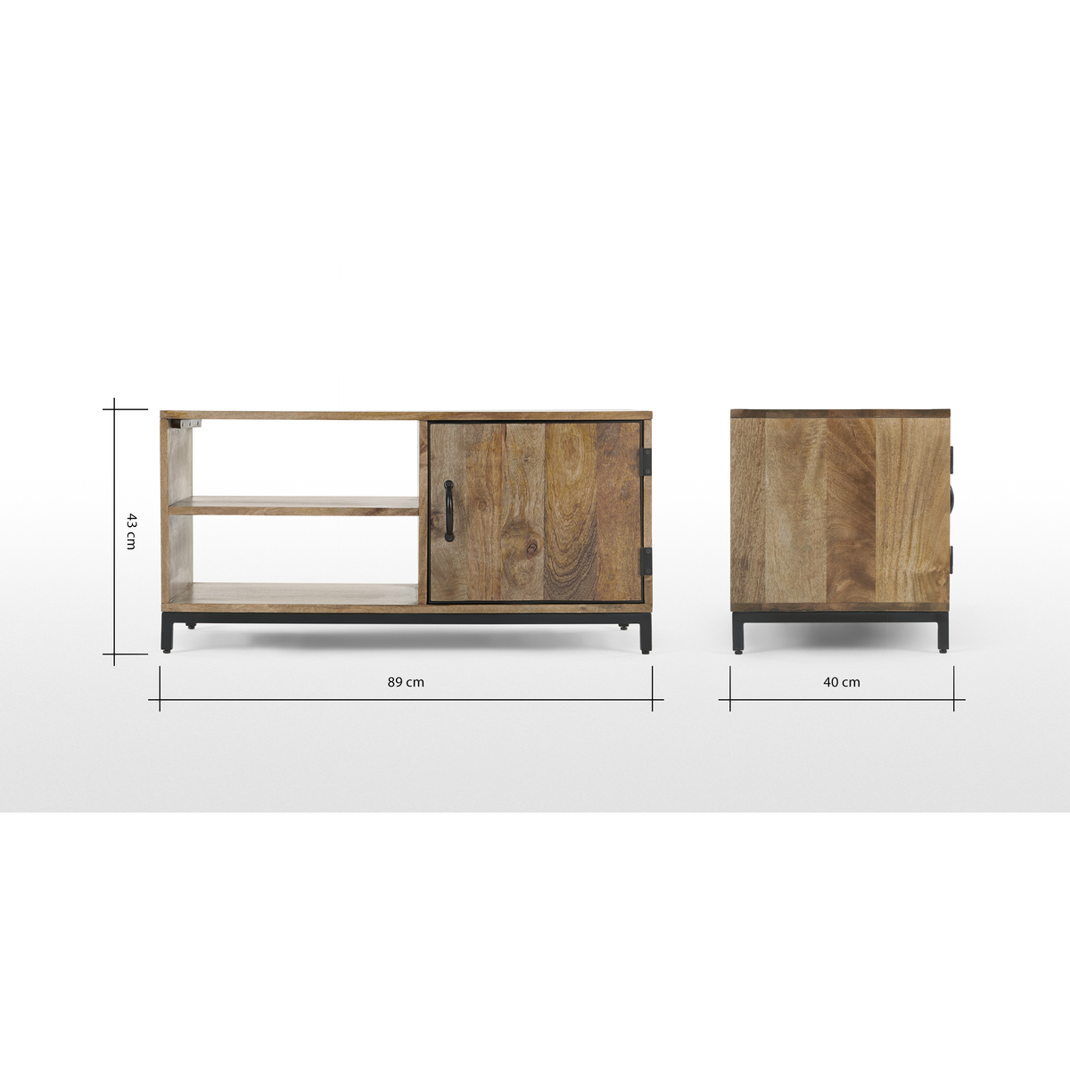 Lomond Compact TV Stand, Mango Wood and Black – image 8