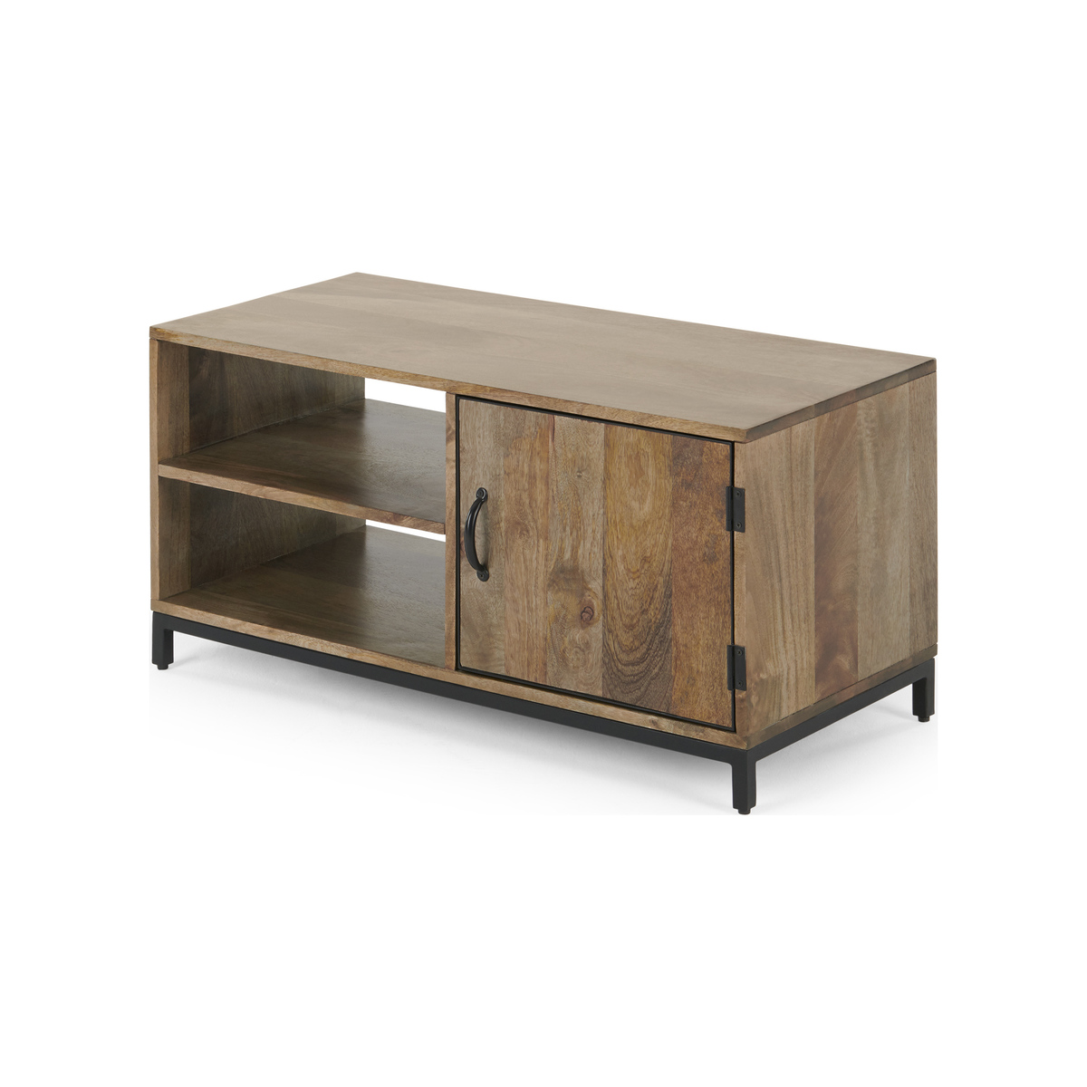 Lomond Compact TV Stand, Mango Wood and Black – image 2