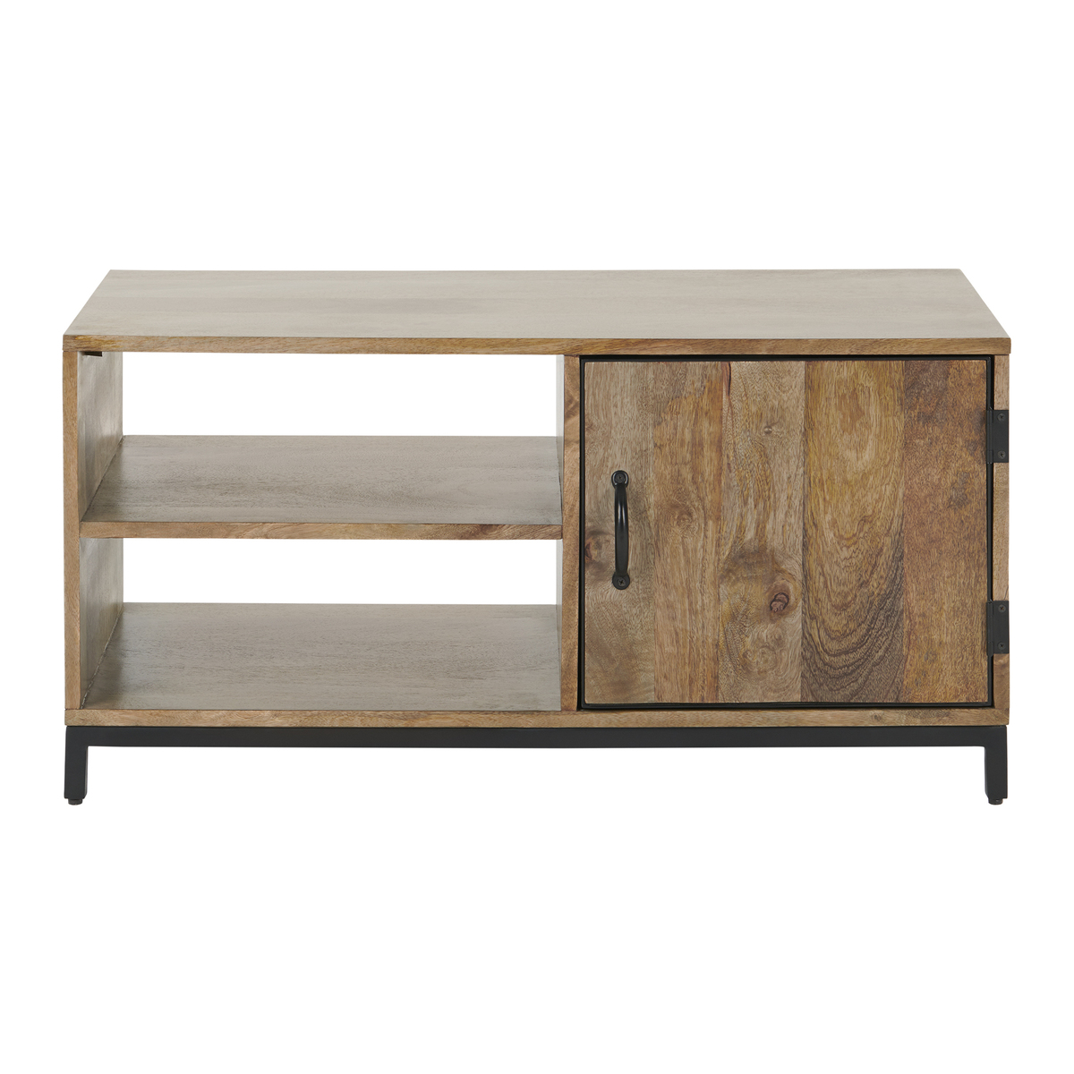 Lomond Compact TV Stand, Mango Wood and Black – image 1