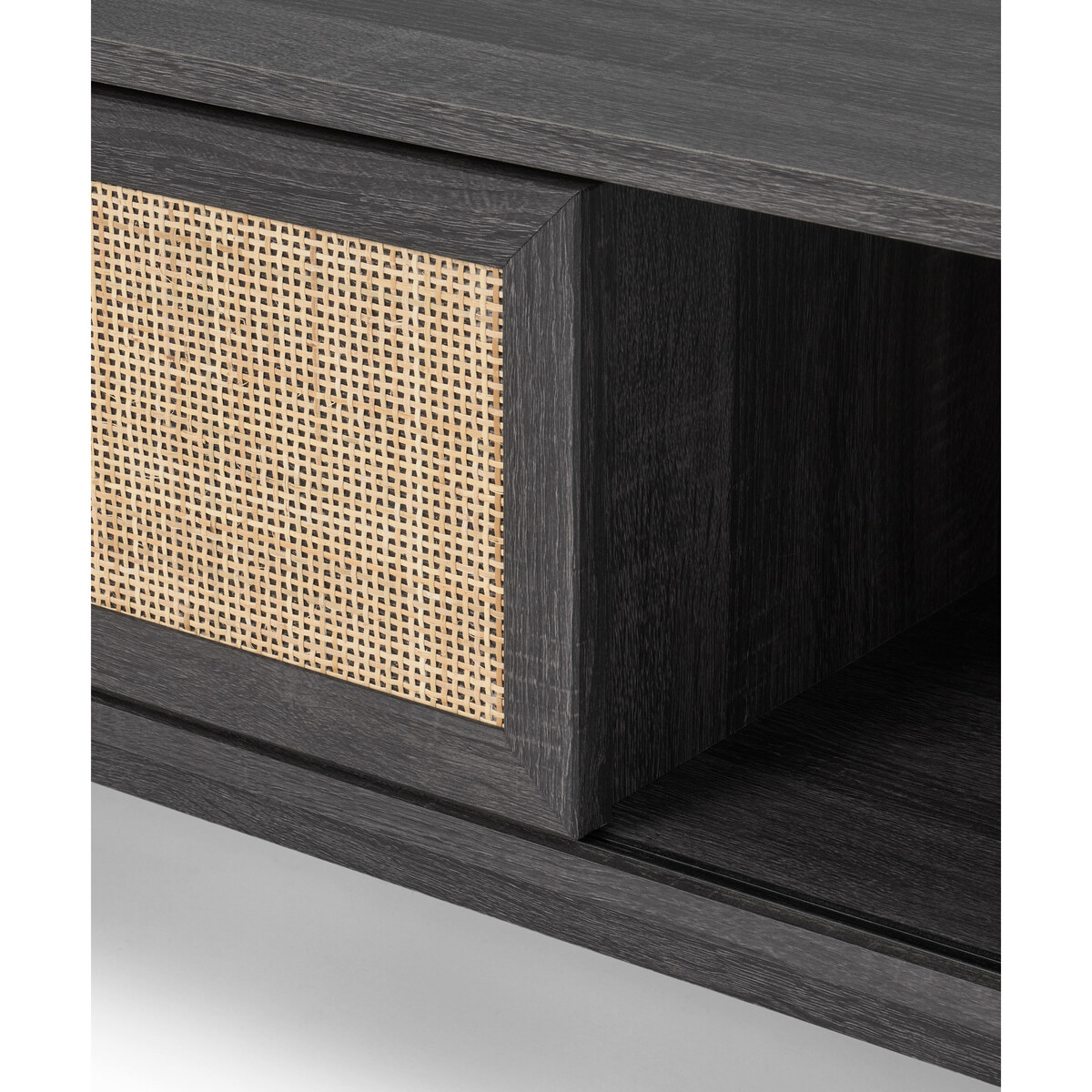 Pavia Wide TV Stand, Natural Rattan & Black Wood Effect – image 6