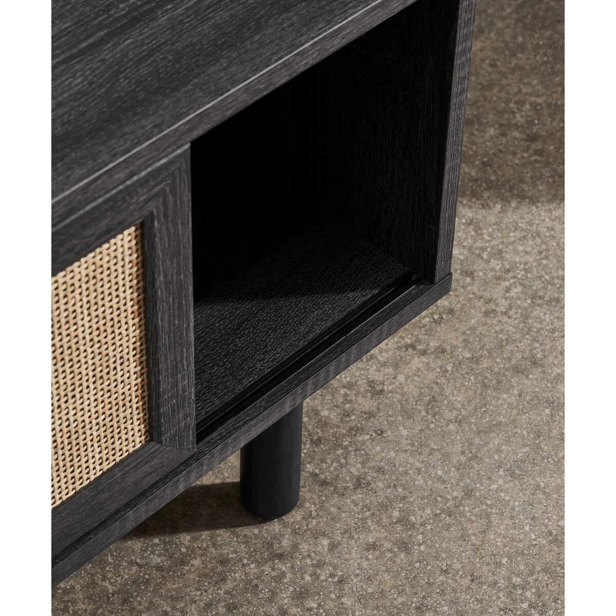 Pavia Wide TV Stand, Natural Rattan & Black Wood Effect – image 7