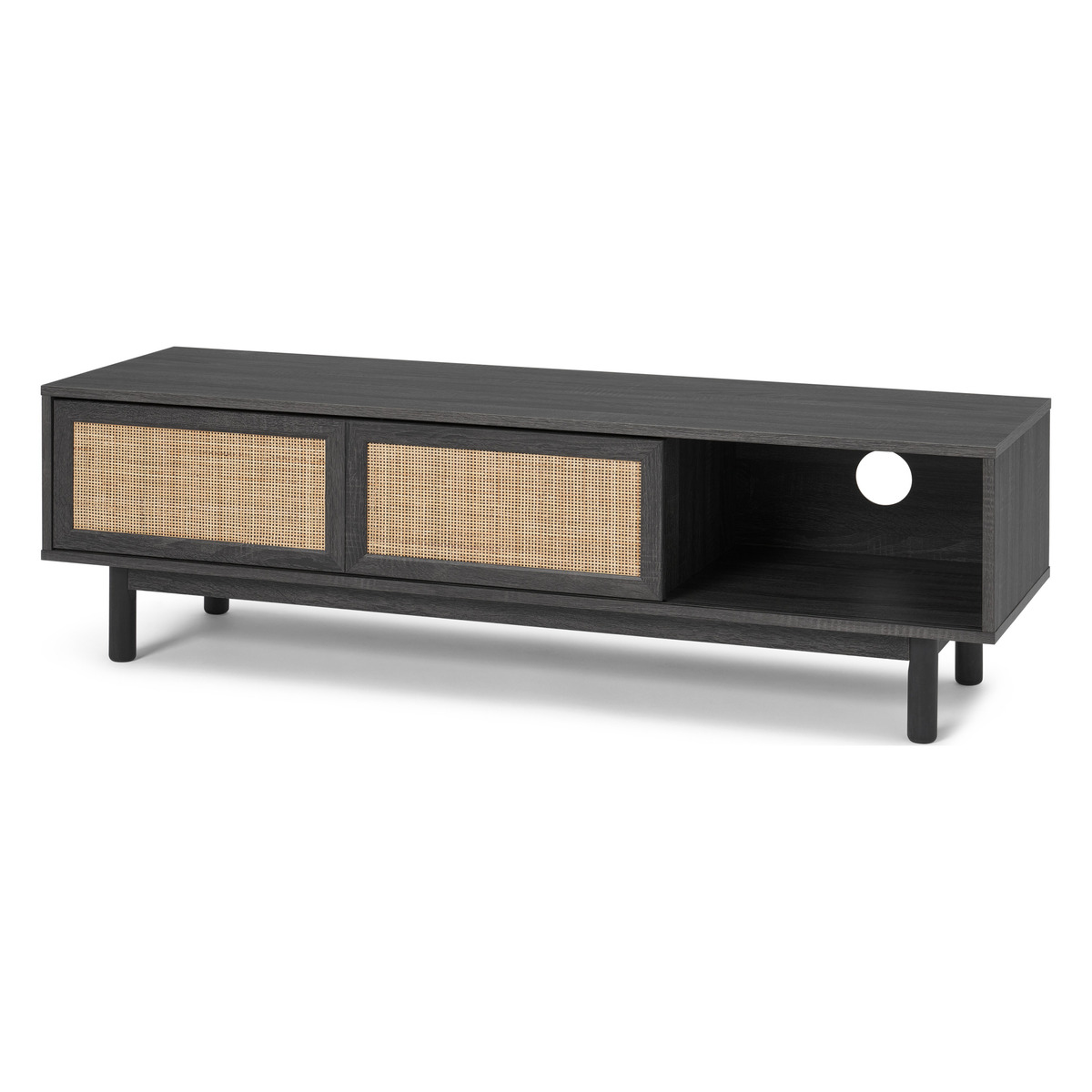 Pavia Wide TV Stand, Natural Rattan & Black Wood Effect – image 8