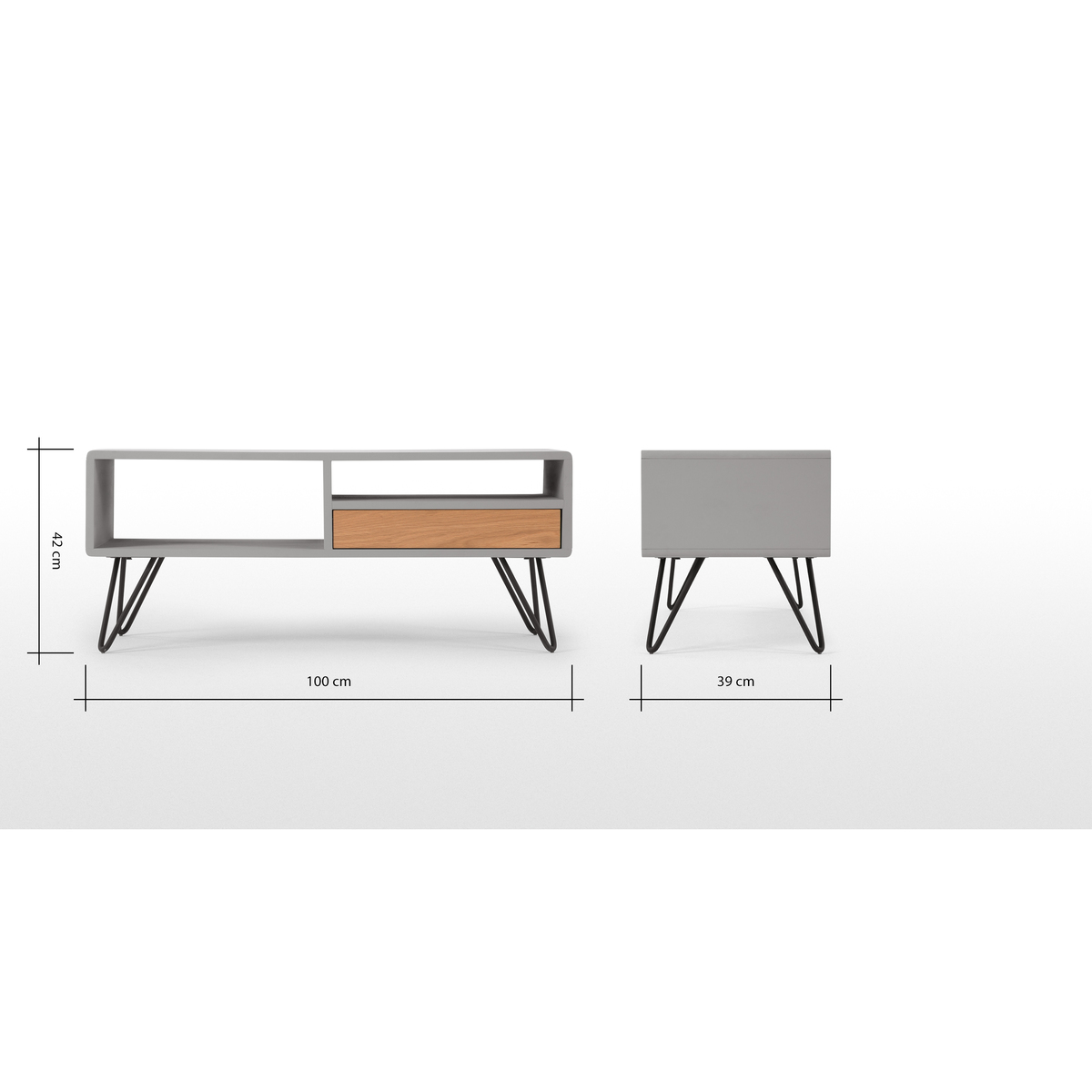 Ukan TV Stand, Grey and Oak – image 3