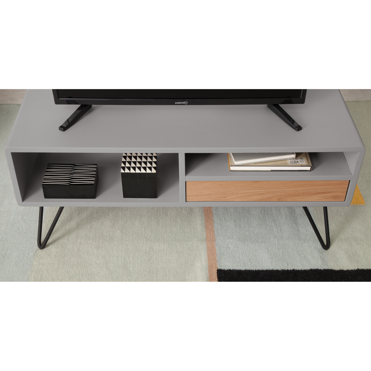 Ukan TV Stand, Grey and Oak – image 5