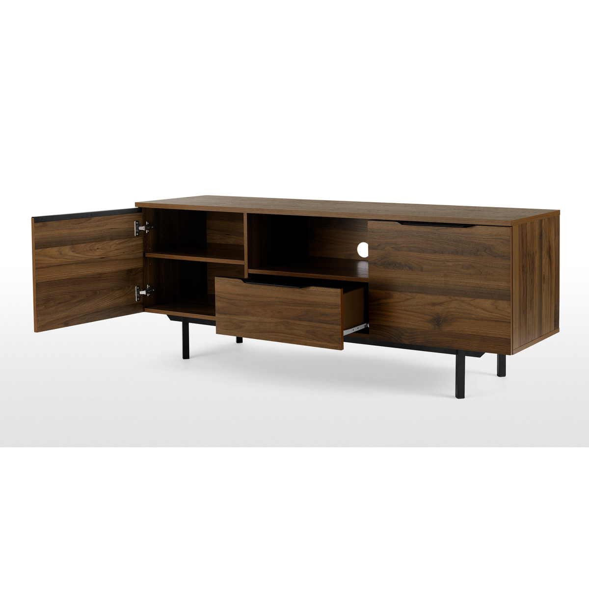 Damien Wide TV stand, Walnut & Black – image 5