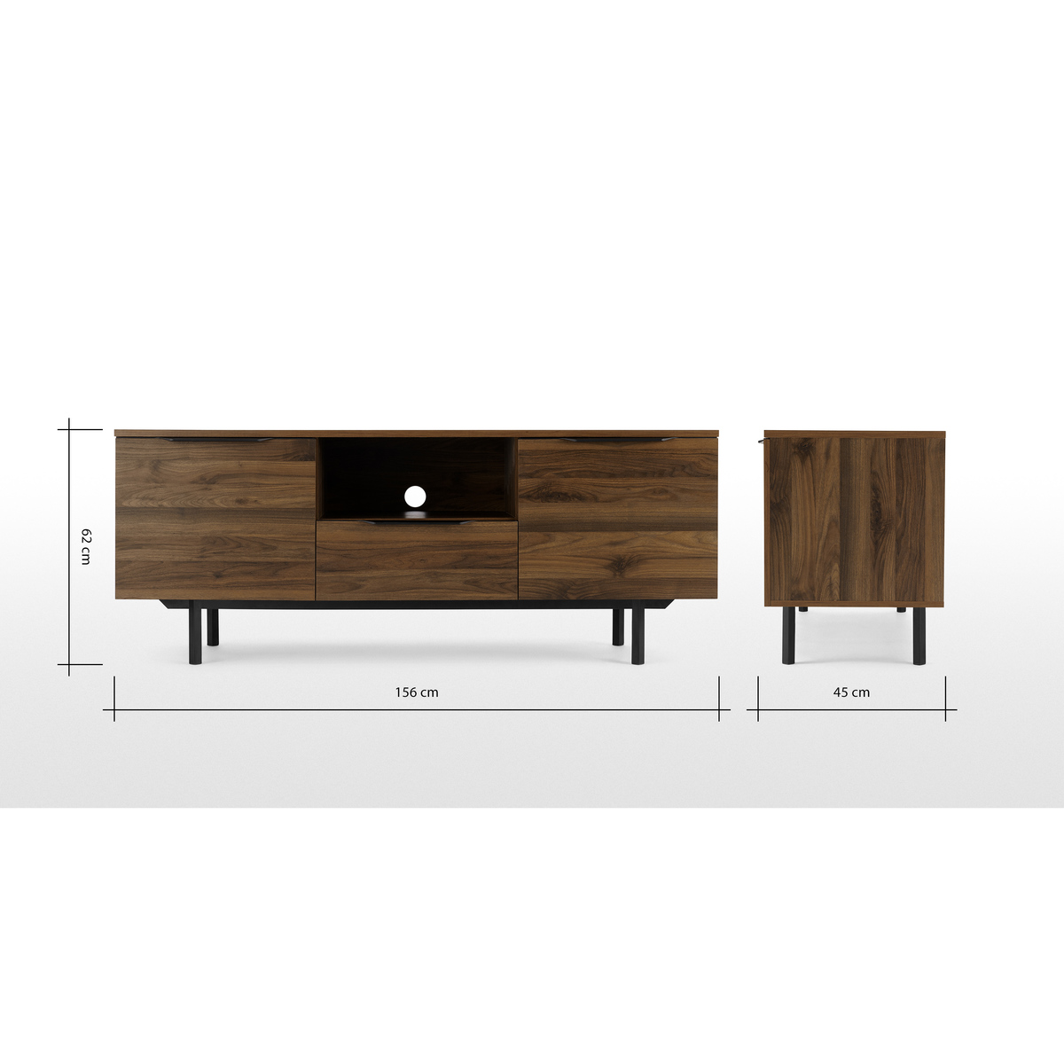 Damien Wide TV stand, Walnut & Black – image 8