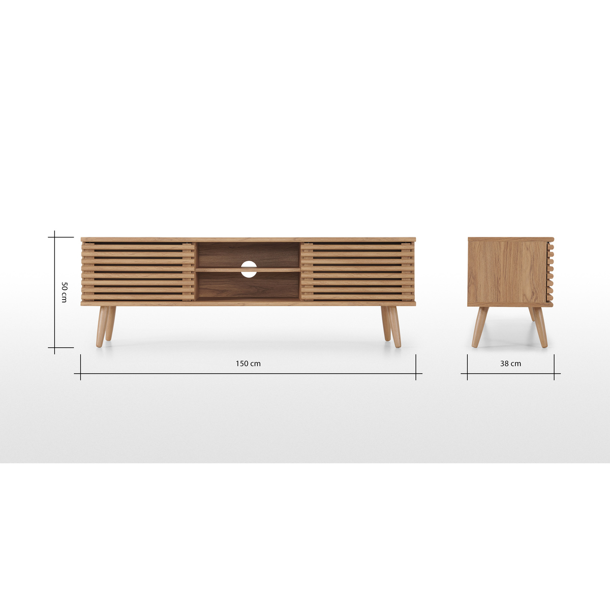 Tulma Wide TV Stand, Oak Effect – image 7
