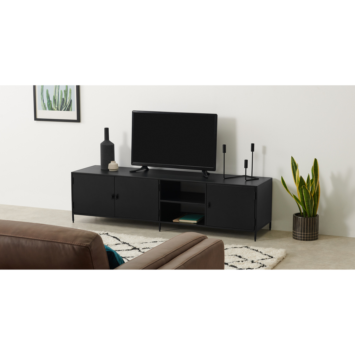 Solomon Wide TV Unit, Black – image 3