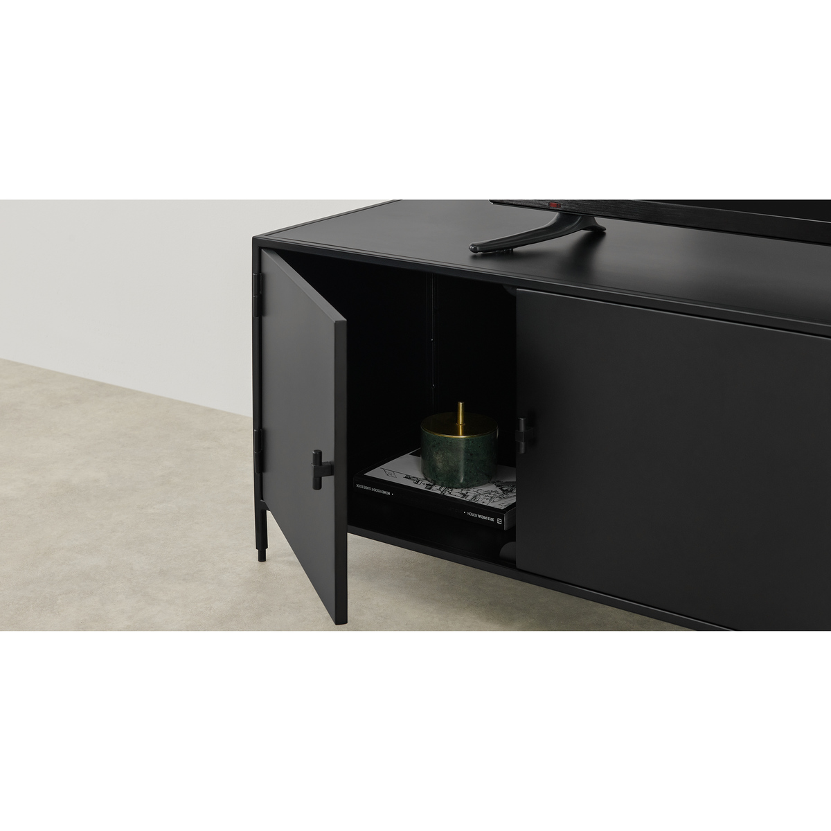 Solomon Wide TV Unit, Black – image 4