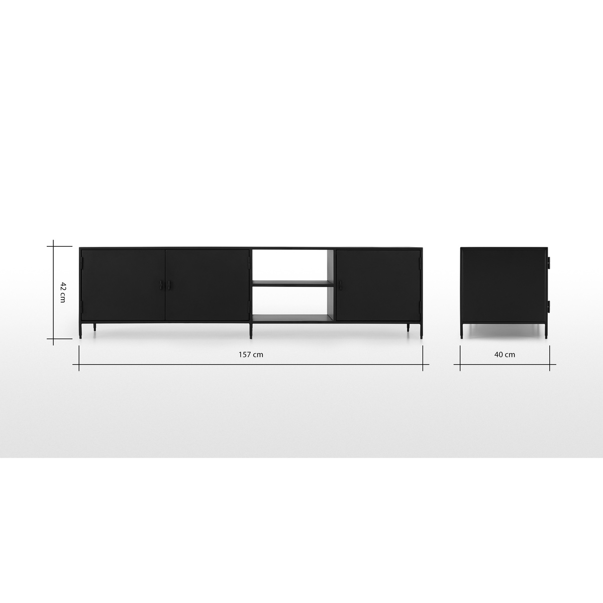 Solomon Wide TV Unit, Black – image 7