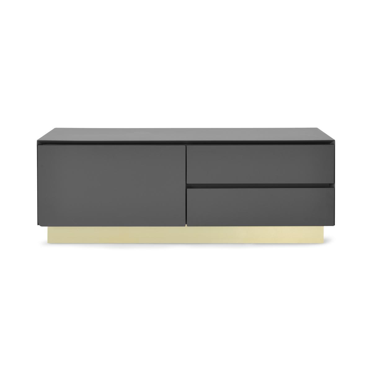 Elsdon Compact Media Unit, Charcoal Grey & Brass – image 2