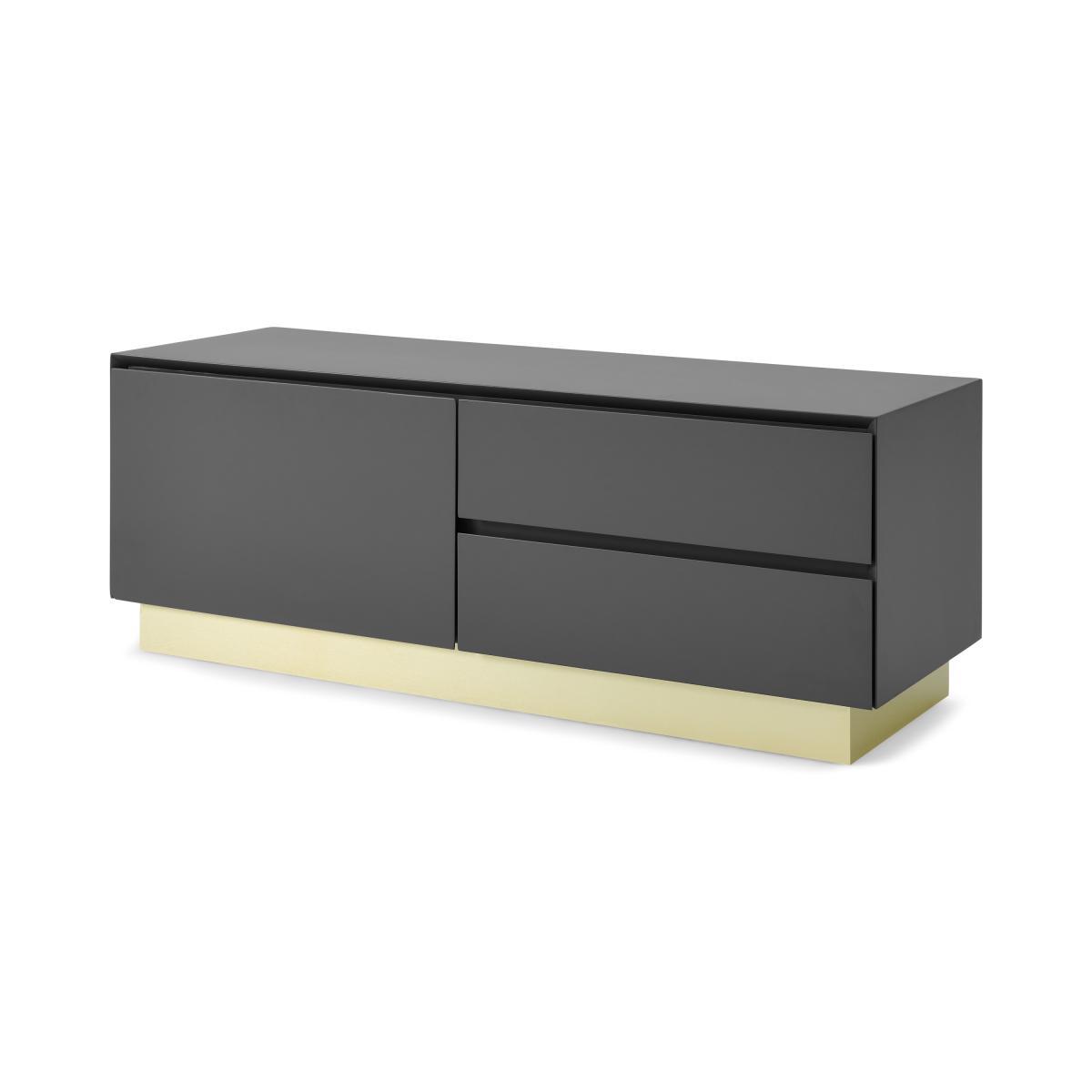 Elsdon Compact Media Unit, Charcoal Grey & Brass – image 3