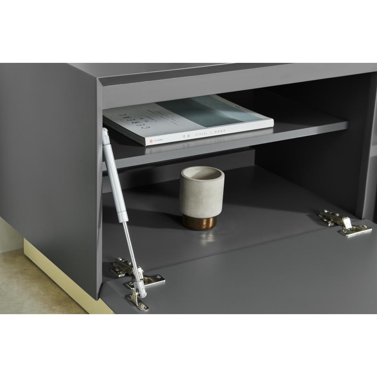 Elsdon Compact Media Unit, Charcoal Grey & Brass – image 5