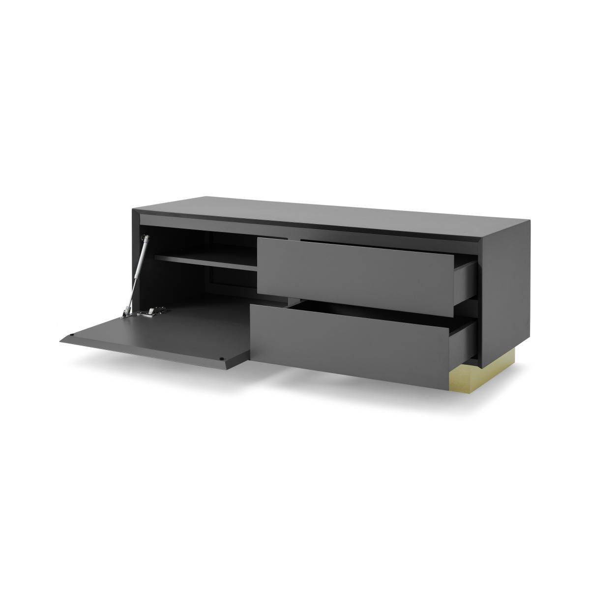 Elsdon Compact Media Unit, Charcoal Grey & Brass – image 6