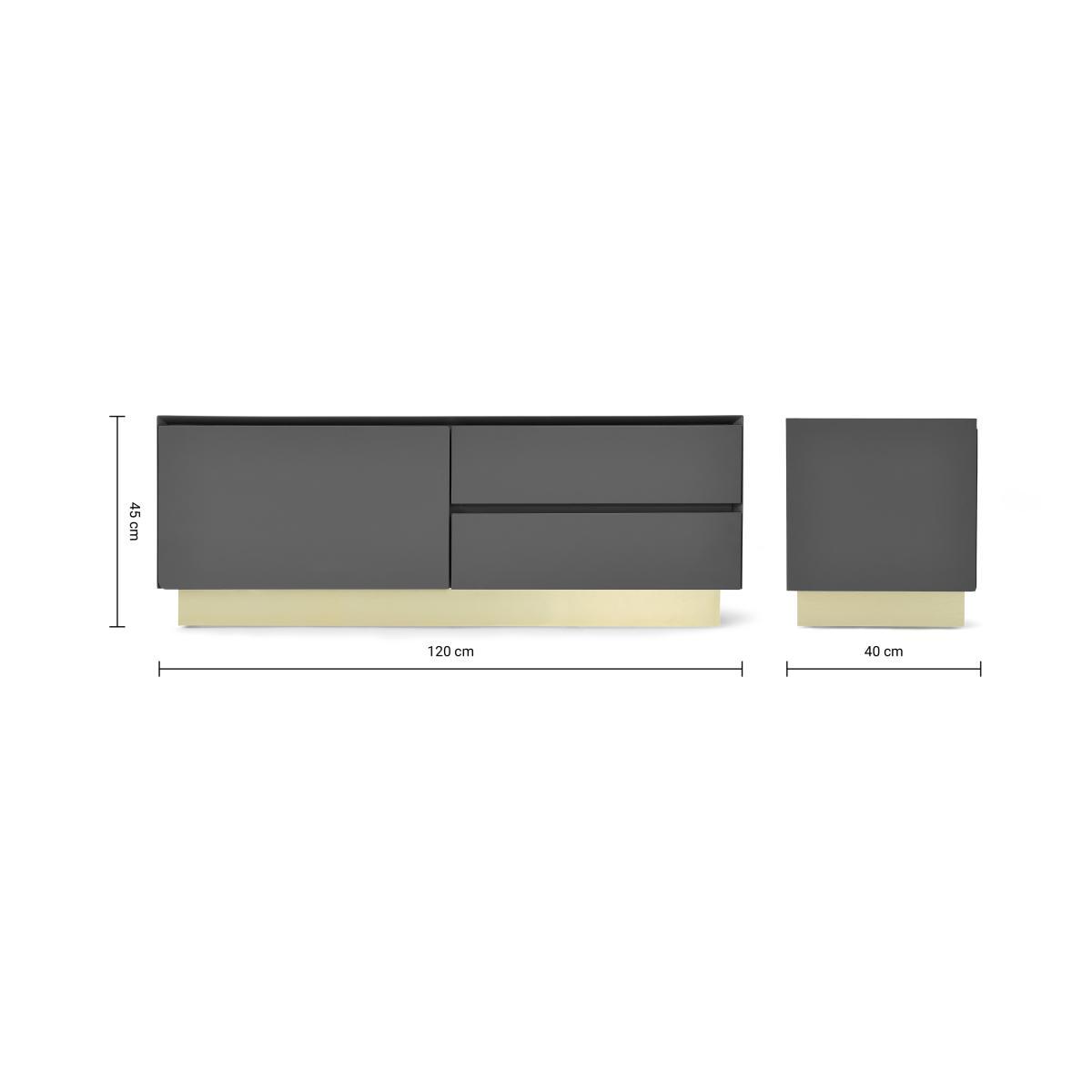 Elsdon Compact Media Unit, Charcoal Grey & Brass – image 9