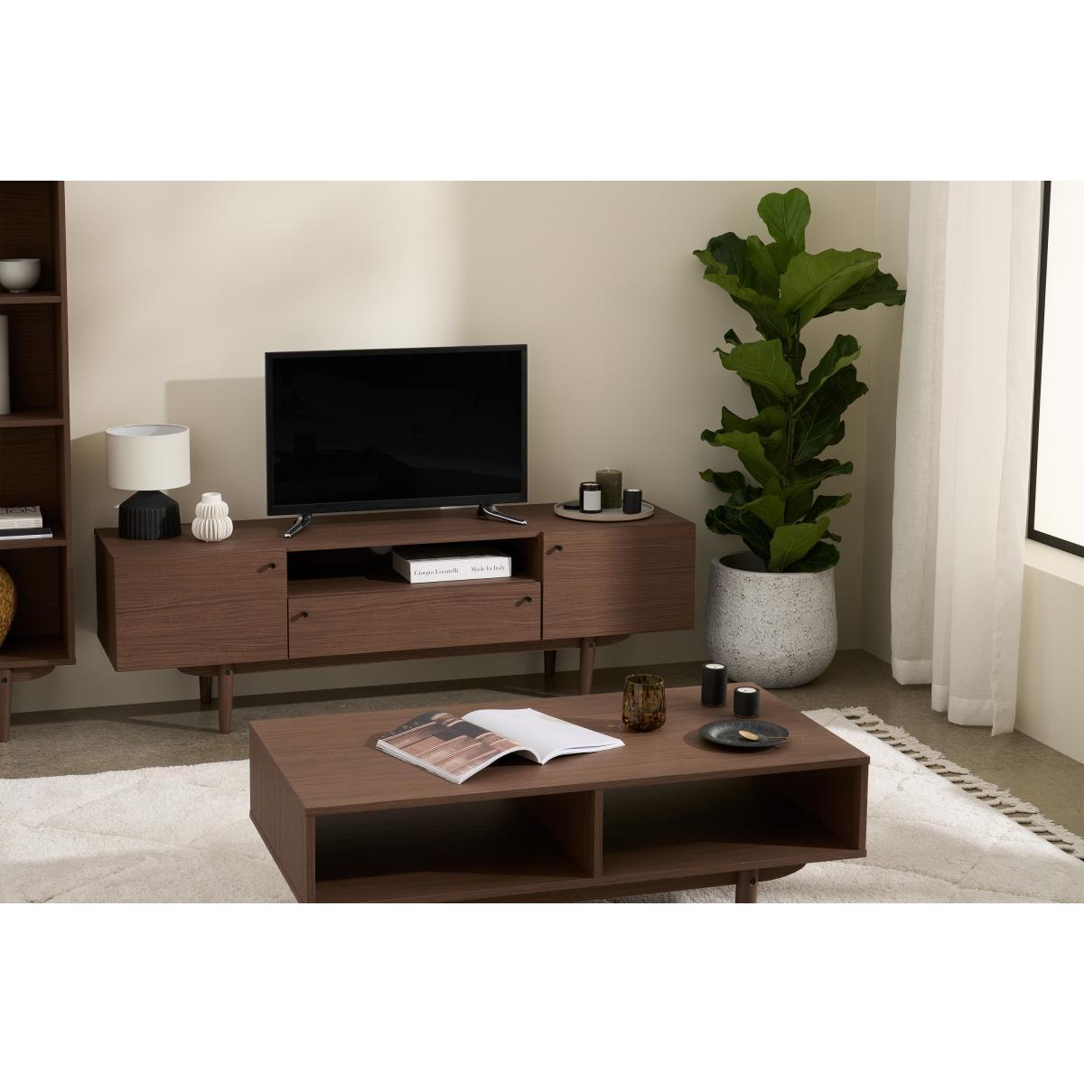 Asger Wide TV Stand, Dark Stain Oak Effect – image 4