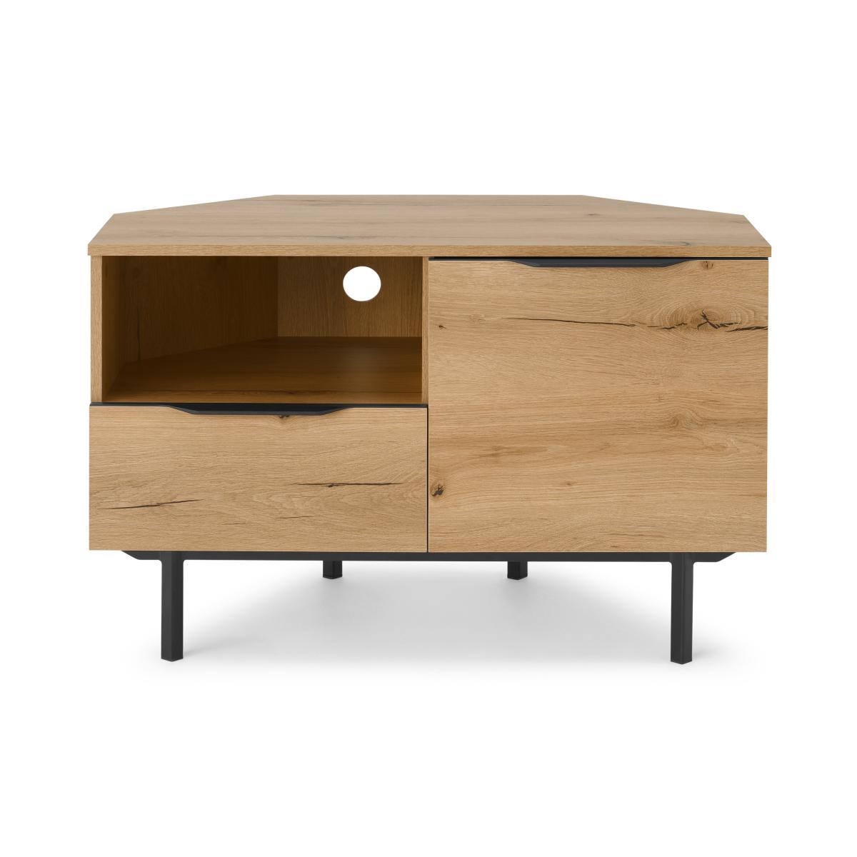 Damien Corner TV Unit, Distressed Oak Effect & Black – image 2