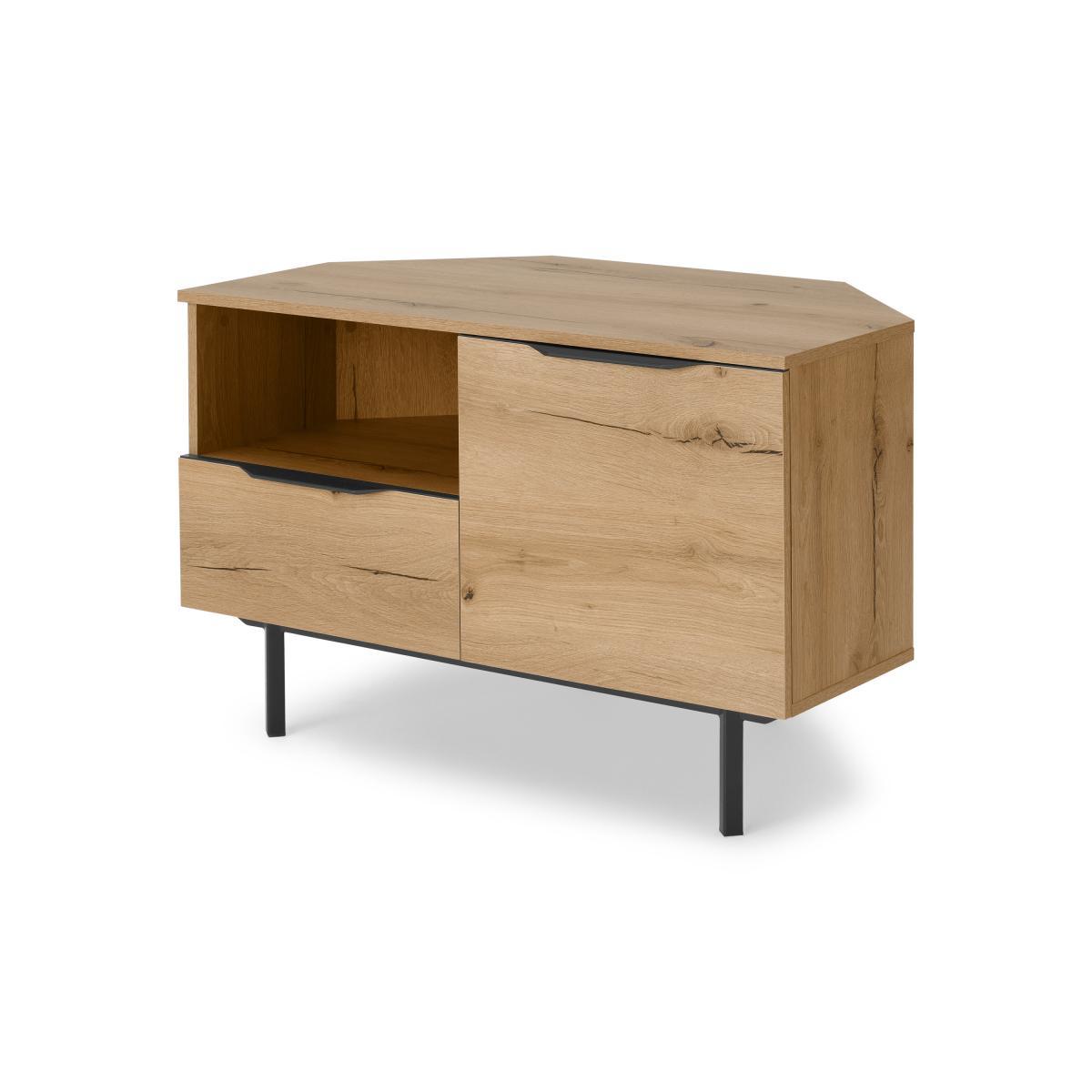 Damien Corner TV Unit, Distressed Oak Effect & Black – image 3