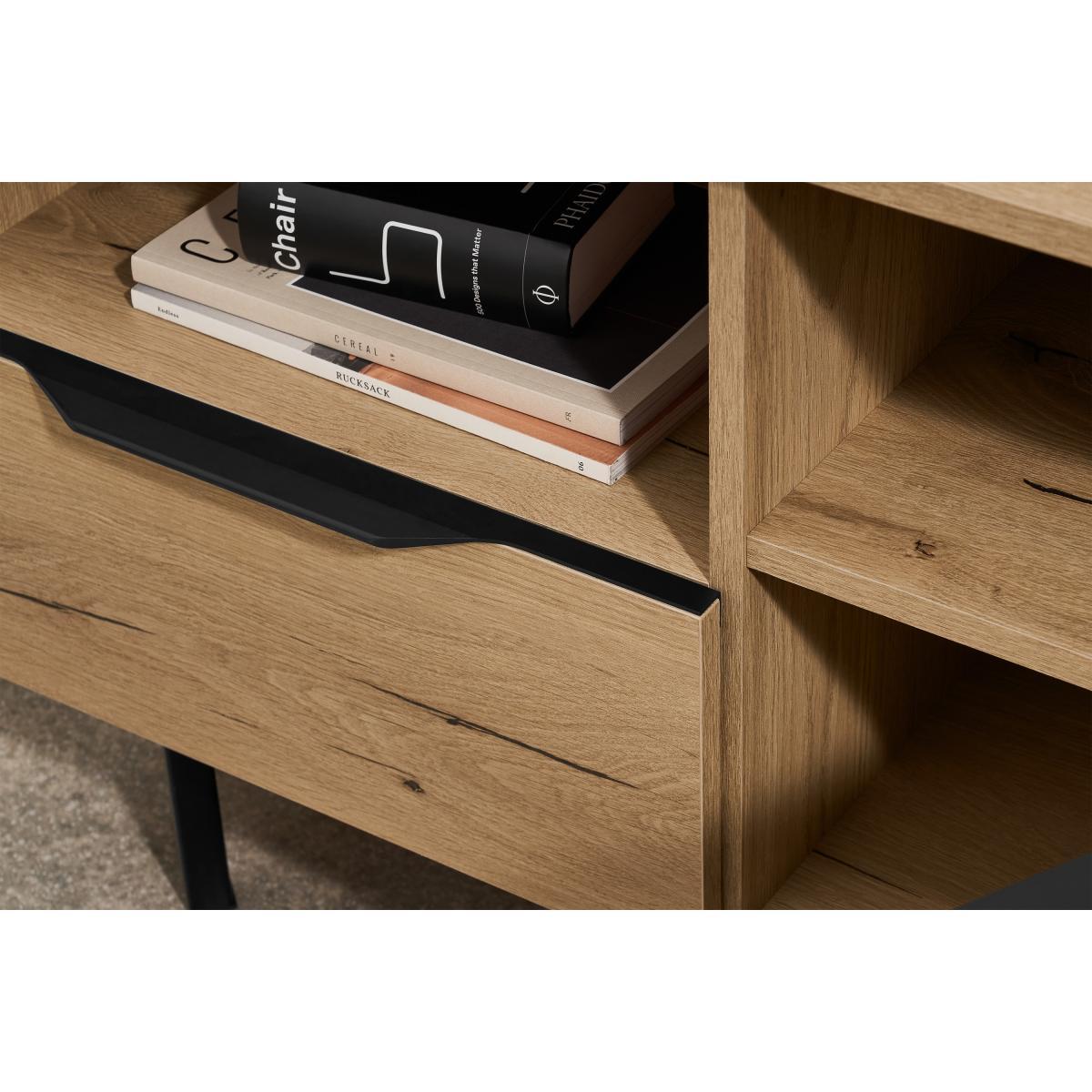 Damien Corner TV Unit, Distressed Oak Effect & Black – image 5