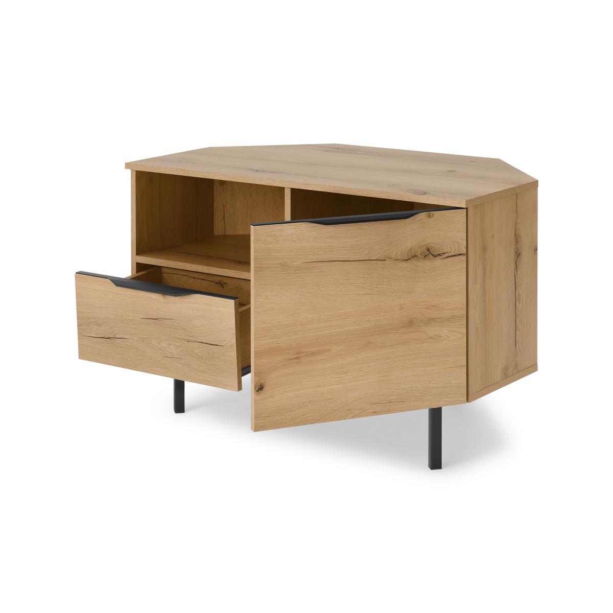 Damien Corner TV Unit, Distressed Oak Effect & Black – image 6