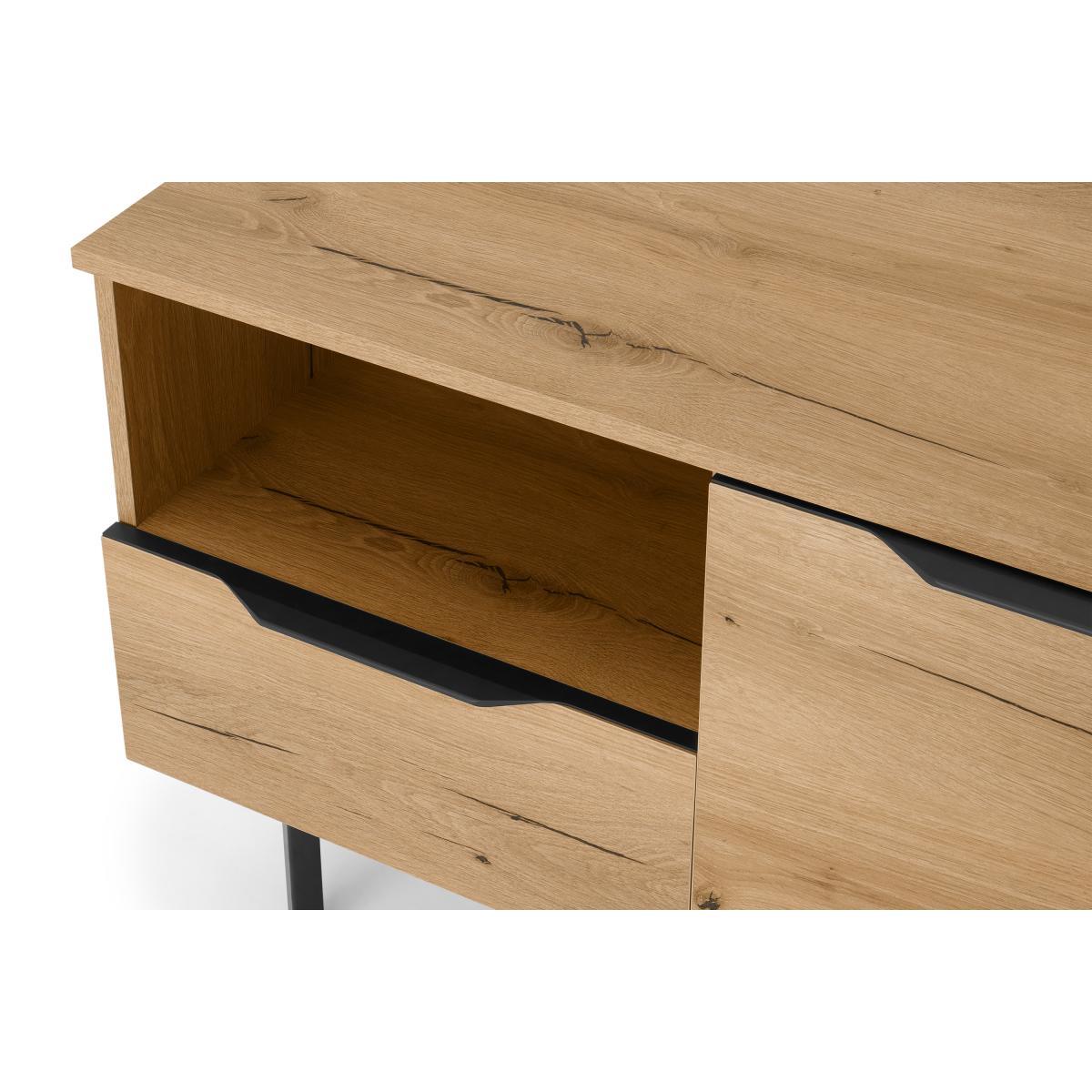 Damien Corner TV Unit, Distressed Oak Effect & Black – image 7