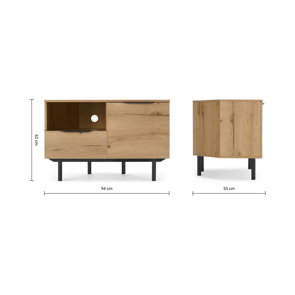 Damien Corner TV Unit, Distressed Oak Effect & Black – image 9