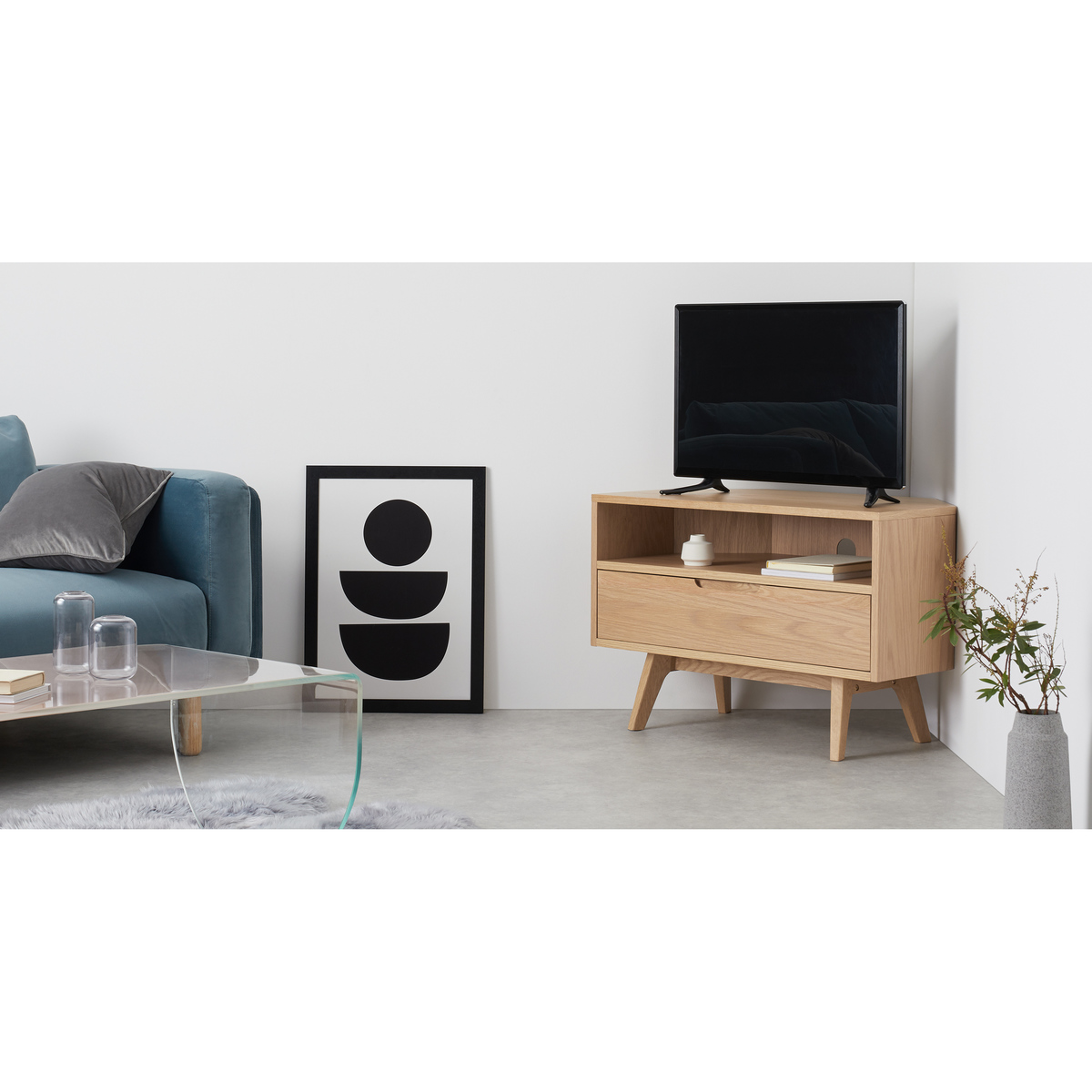 Jenson Corner TV Stand, Oak – image 3