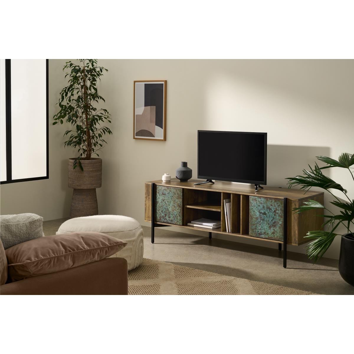 Morland Wide TV Unit, Mango Wood & Patina – image 4