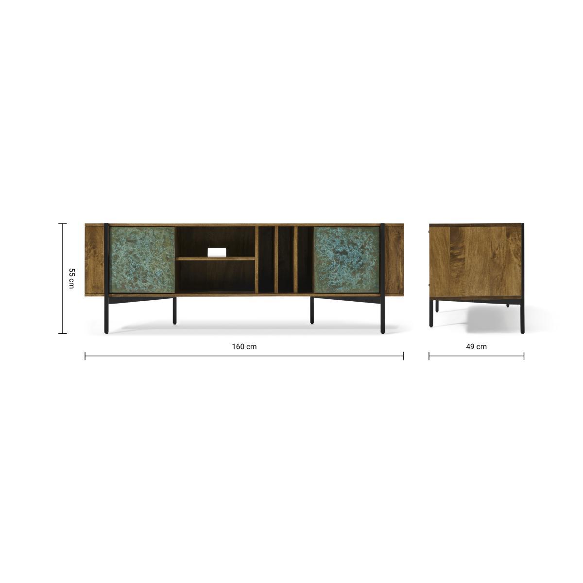 Morland Wide TV Unit, Mango Wood & Patina – image 10