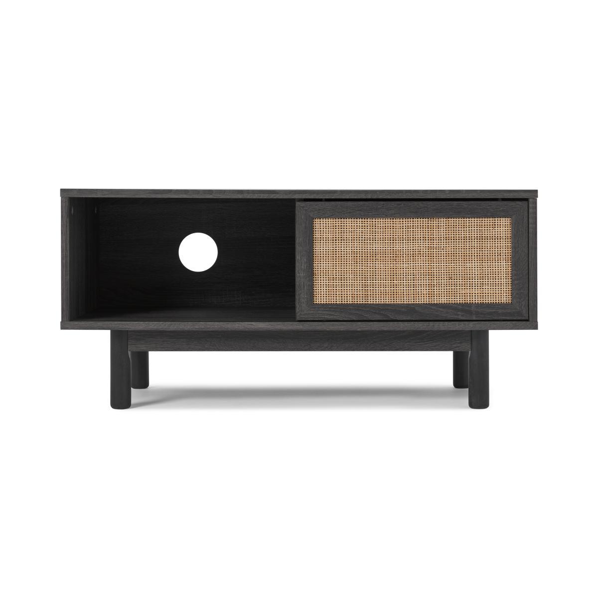 Pavia Compact Media Unit, Natural Rattan & Black Wood Effect – image 2